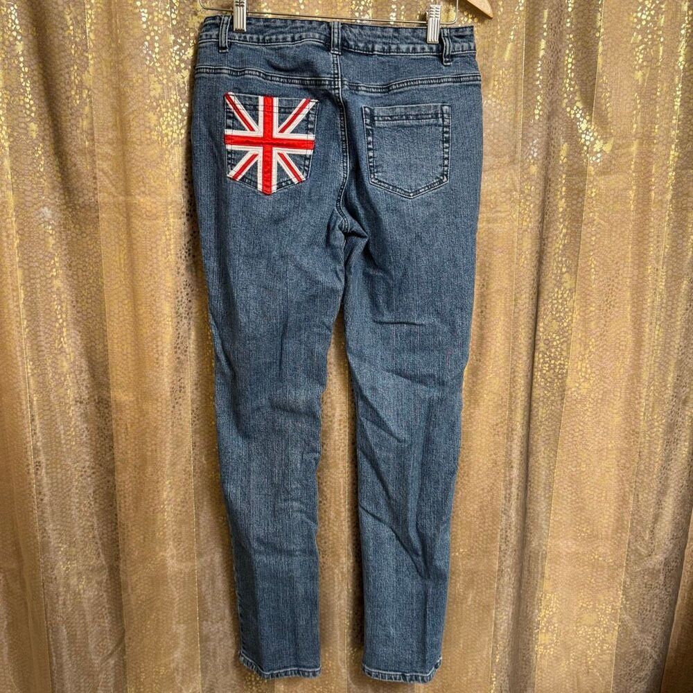 Twiggy London Union Jack Pocket Skinny Mid-Rise Jeans Stretchy Size 8